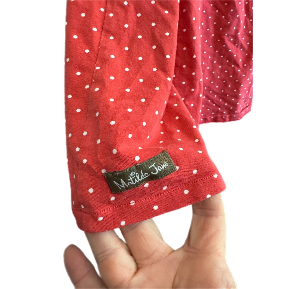 Matilda Jane‎ Polka Dot Dress Kids 10 Red Excellent Flutter Sleeve Cotton Blend - Picture 4 of 7